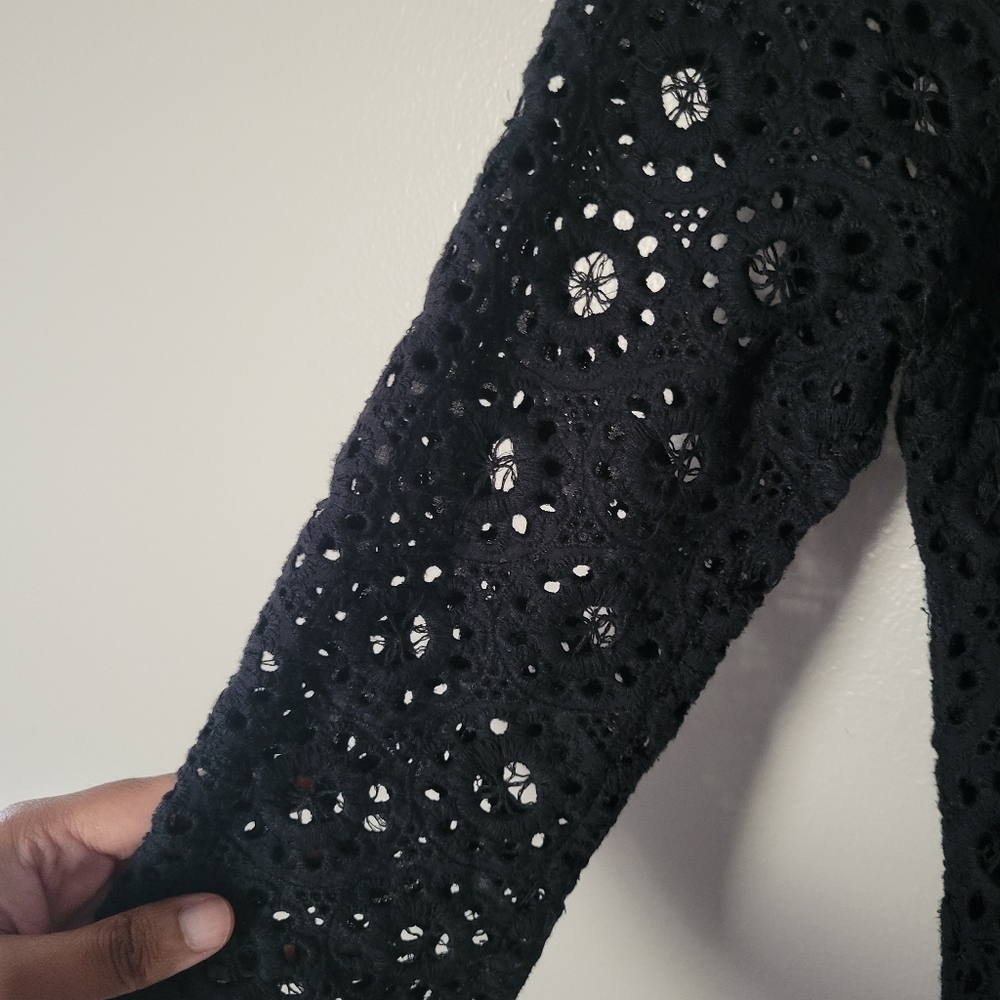 Zara Womens Black Boho Crochet Floral Mini Bohemian Dress. Size M - Picture 4 of 8